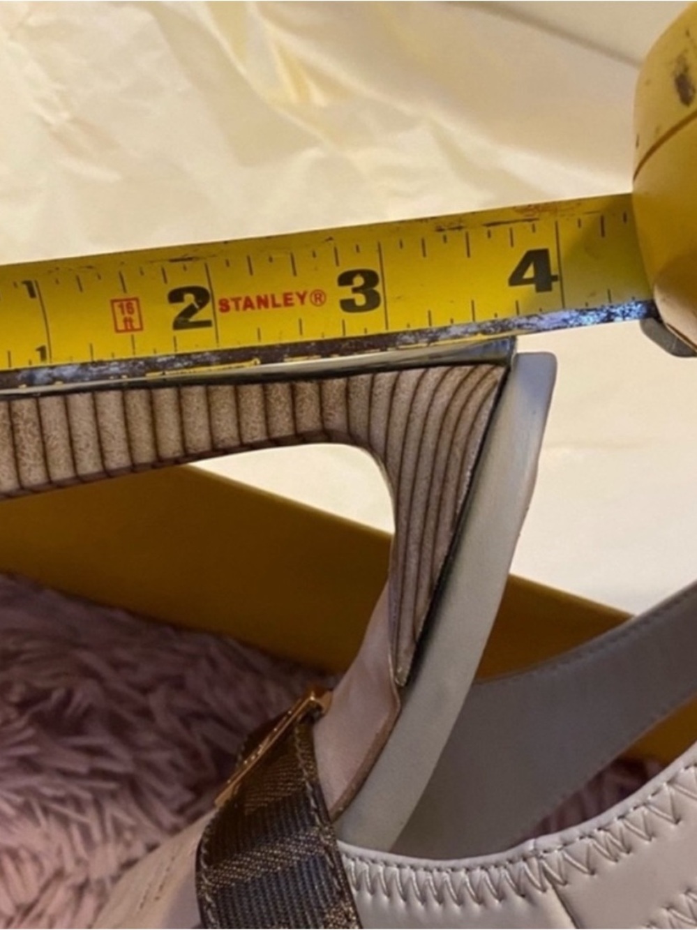 Fendi Cream Slingback Pumps with Brown Monogram Strap and Gold Buckle - Picture 6 of 6